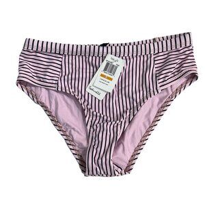 Splendid Bikini Bottom Womens S‎ Pink Black Striped High Waist Preppy Classic